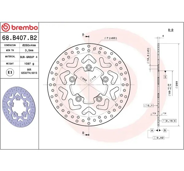 BREMBO Bremsscheiben - Detailansicht
