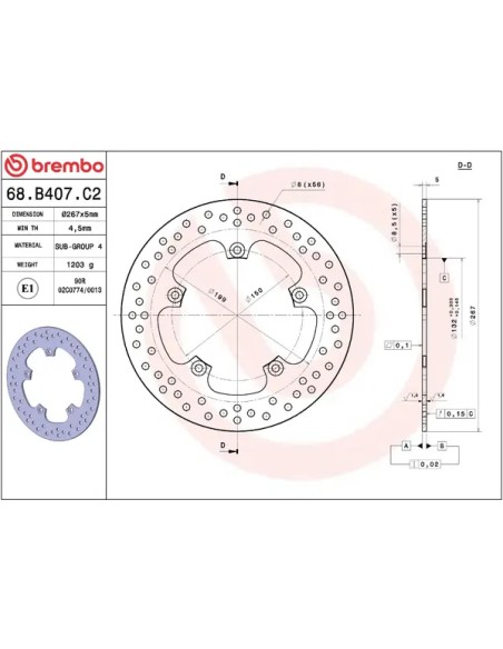 BREMBO Bremsscheiben - Detailansicht