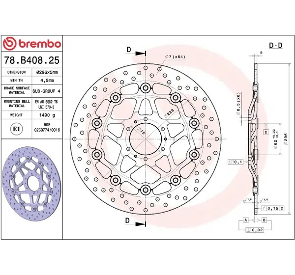 BREMBO Bremsscheiben - Detailansicht