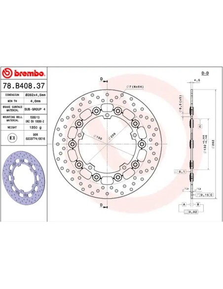 BREMBO Bremsscheiben - Detailansicht