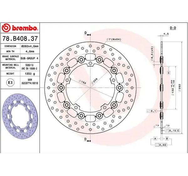 BREMBO Bremsscheiben - Detailansicht