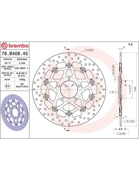 BREMBO Bremsscheiben - Detailansicht