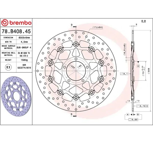 BREMBO Bremsscheiben - Detailansicht