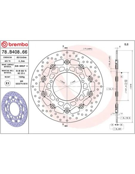 BREMBO Bremsscheiben - Detailansicht