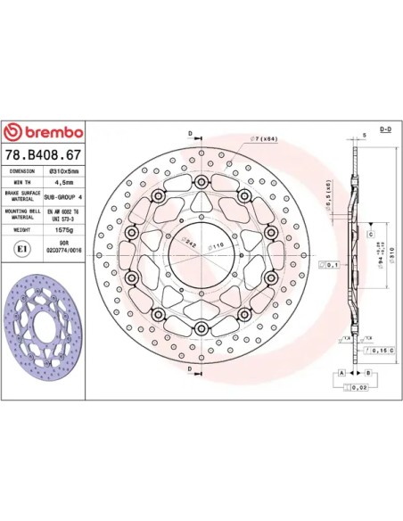 BREMBO Bremsscheiben - Detailansicht