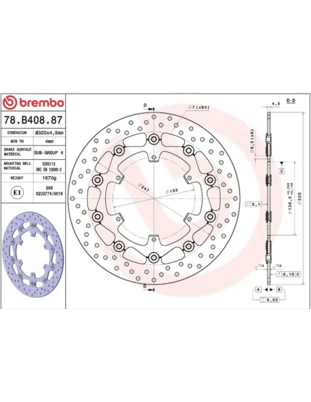 BREMBO Bremsscheiben - Detailansicht