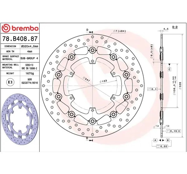 BREMBO Bremsscheiben - Detailansicht