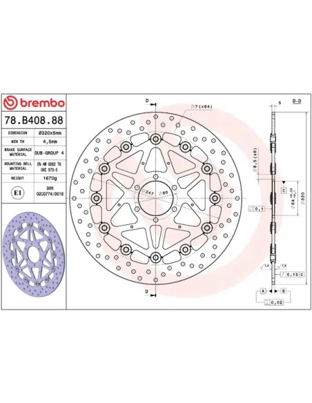 BREMBO Bremsscheiben - Detailansicht