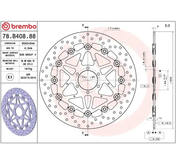 BREMBO Bremsscheiben - Detailansicht