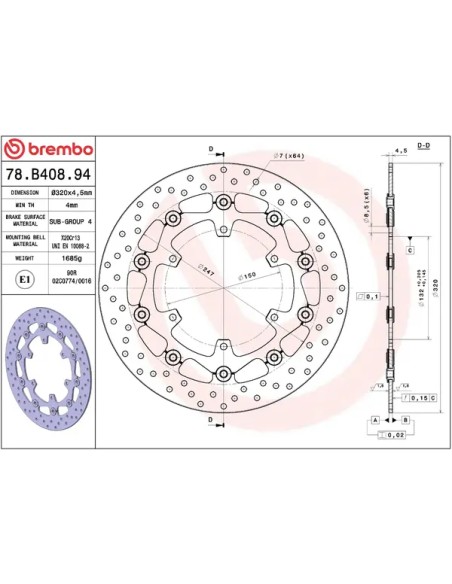 BREMBO Bremsscheiben - Detailansicht