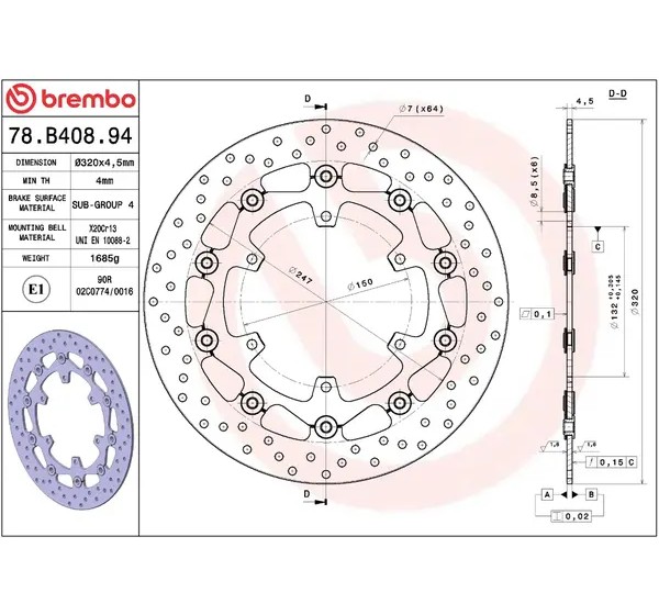 BREMBO Bremsscheiben - Detailansicht