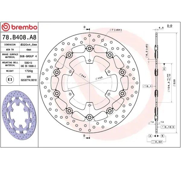 BREMBO Bremsscheiben - Detailansicht