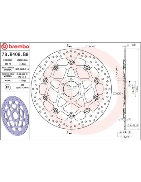 BREMBO Bremsscheiben - Detailansicht