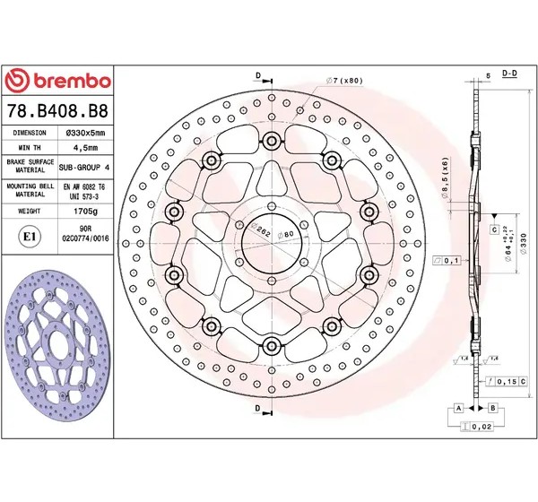 BREMBO Bremsscheiben - Detailansicht