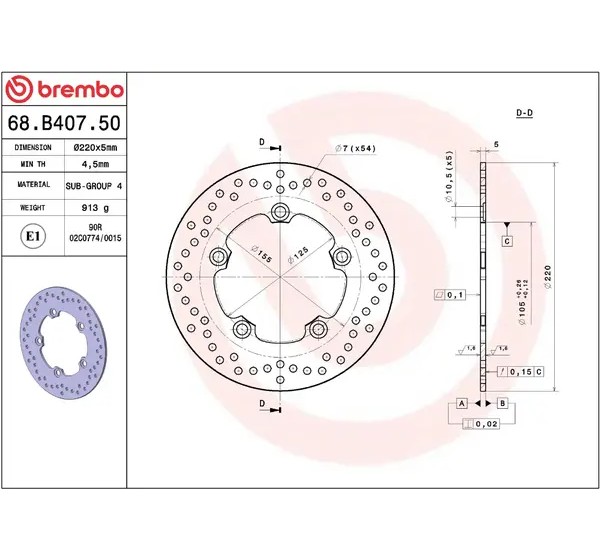 BREMBO Bremsscheiben - Detailansicht