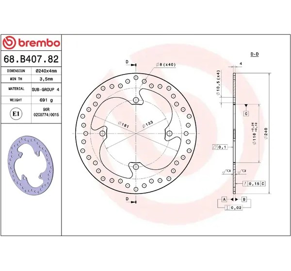 BREMBO Bremsscheiben - Detailansicht