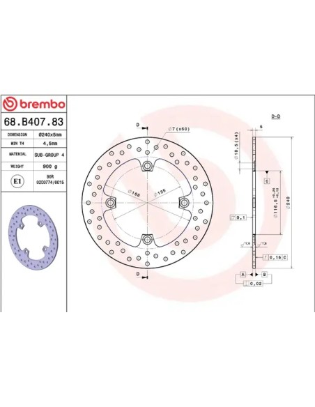 BREMBO Bremsscheiben - Detailansicht