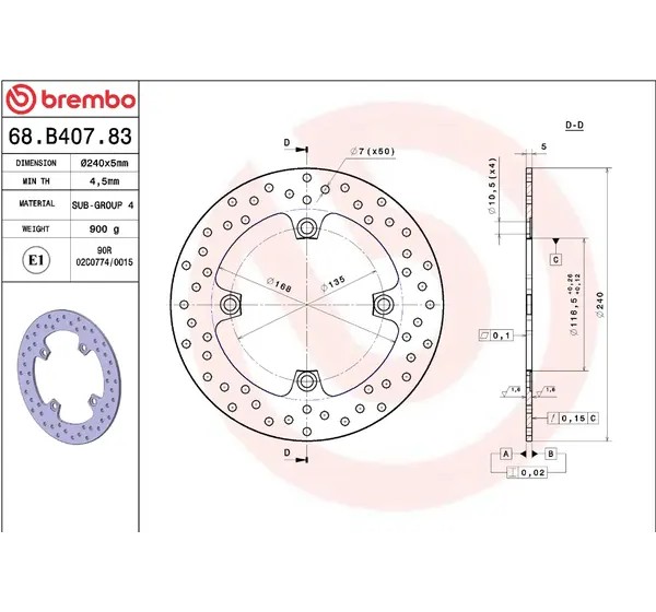 BREMBO Bremsscheiben - Detailansicht