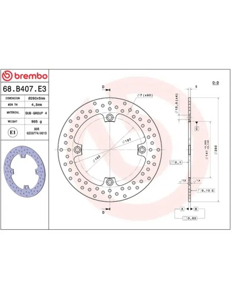 BREMBO Bremsscheiben - Detailansicht