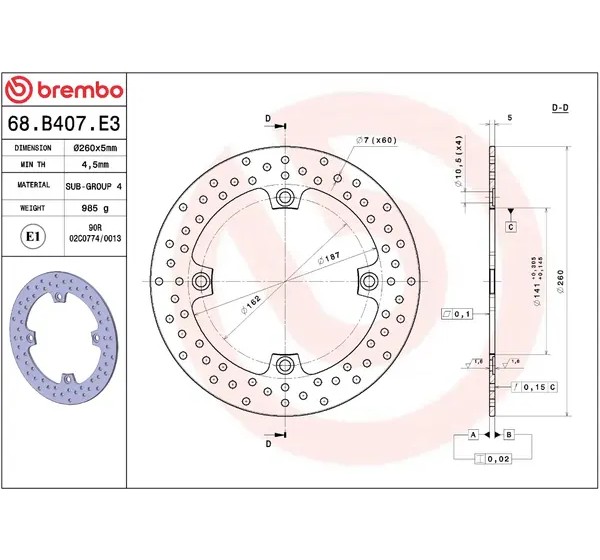 BREMBO Bremsscheiben - Detailansicht