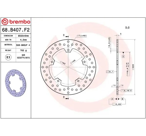 BREMBO Bremsscheiben - Detailansicht