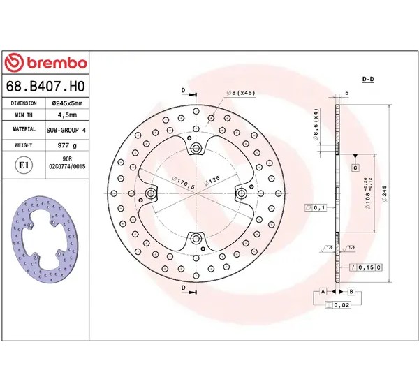 BREMBO Bremsscheiben - Detailansicht
