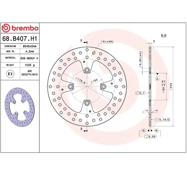 BREMBO Bremsscheiben - Detailansicht