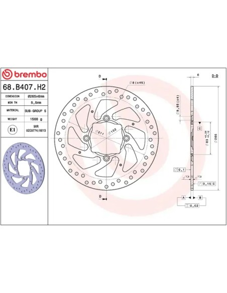 BREMBO Bremsscheiben - Detailansicht
