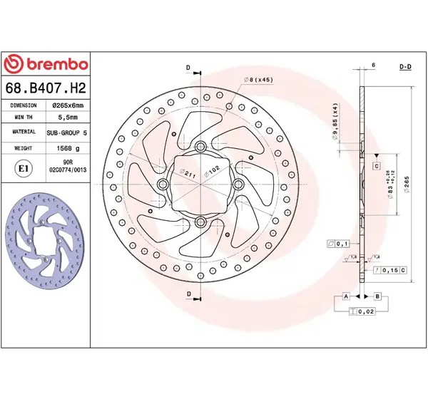 BREMBO Bremsscheiben - Detailansicht