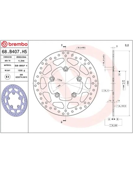 BREMBO Bremsscheiben - Detailansicht
