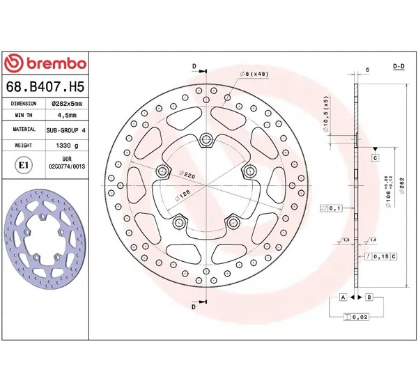 BREMBO Bremsscheiben - Detailansicht