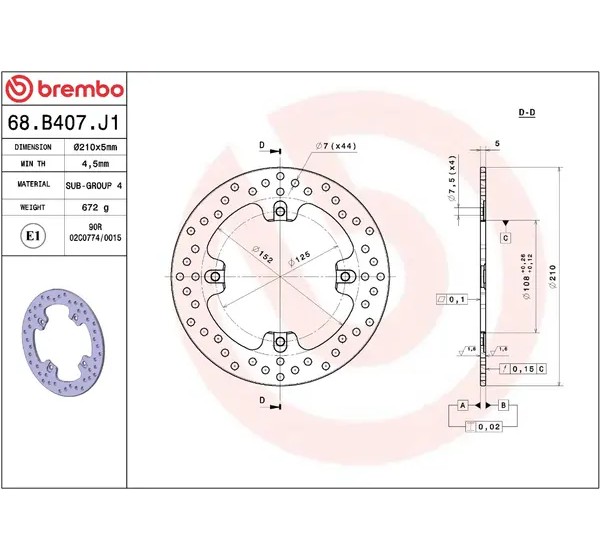 BREMBO Bremsscheiben - Detailansicht