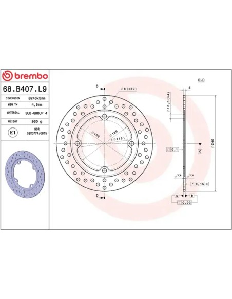 BREMBO Bremsscheiben - Detailansicht