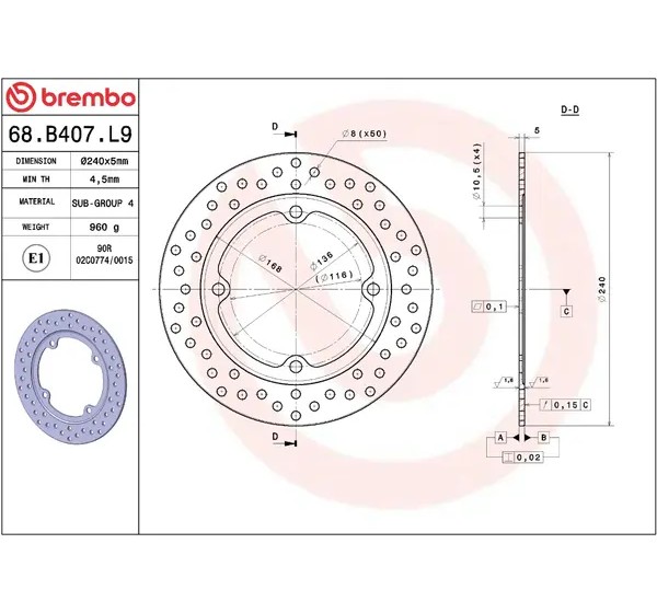 BREMBO Bremsscheiben - Detailansicht