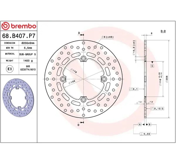 BREMBO Bremsscheiben - Detailansicht