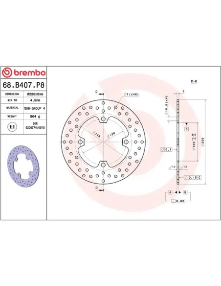 BREMBO Bremsscheiben - Detailansicht
