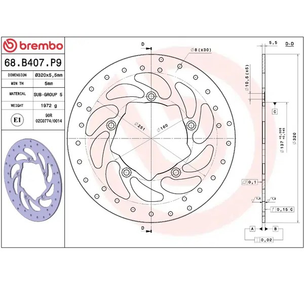 BREMBO Bremsscheiben - Detailansicht