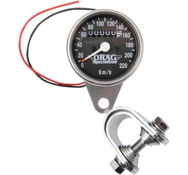 DRAG SPECIALTIES Tachometer & Drehzahlmesser - SPEEDO 2:1 CHR/BLK KM/H