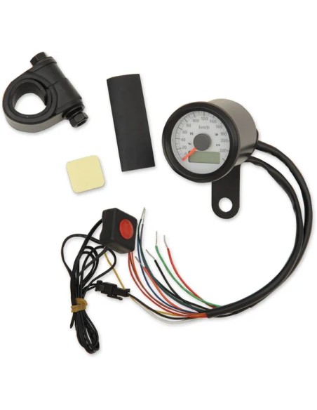 DRAG SPECIALTIES Tachometer & Drehzahlmesser - SPEEDO W/4LTS KPH BLK/WHT