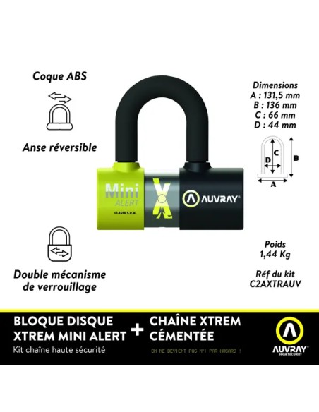 AUVRAY Wegfahrsperre - U LOCK XTREM MINI ALARM SRA BL
