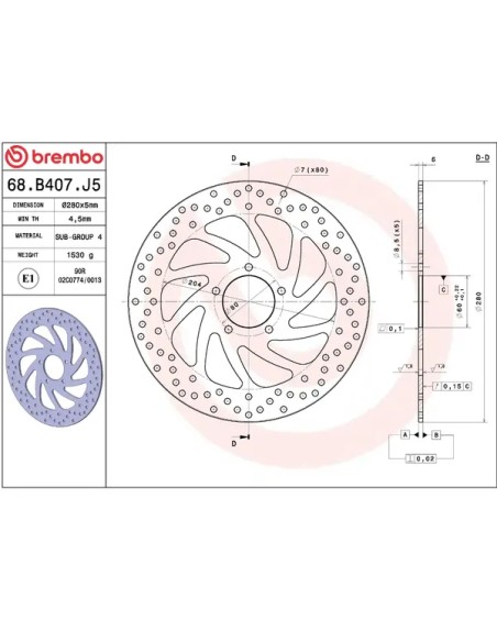 BREMBO Bremsscheiben - Detailansicht