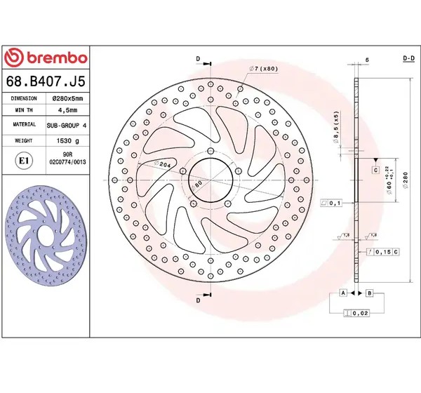 BREMBO Bremsscheiben - Detailansicht