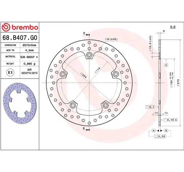 BREMBO Bremsscheiben - Detailansicht