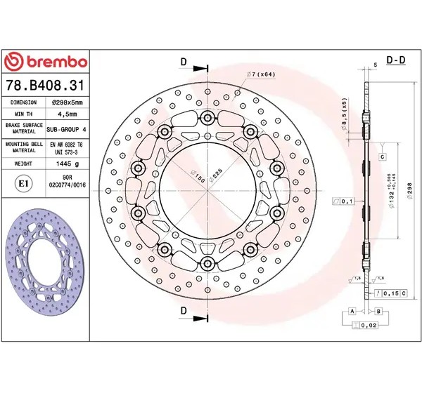 BREMBO Bremsscheiben - Detailansicht
