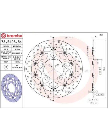 BREMBO Bremsscheiben - Detailansicht