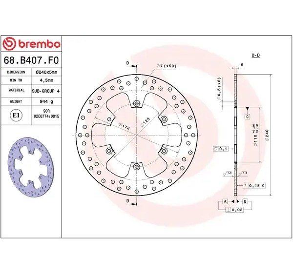 BREMBO Bremsscheiben - Detailansicht
