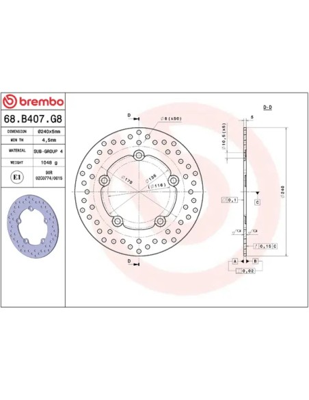 BREMBO Bremsscheiben - Detailansicht