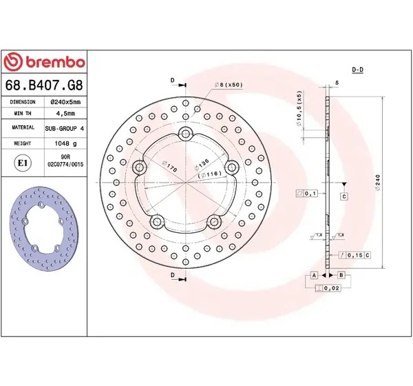 BREMBO Bremsscheiben - Detailansicht
