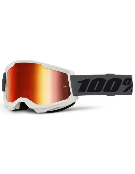 100% Motorradbrillen - GOGGLE STRATA 2 GREY - RED MIR