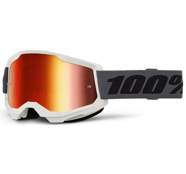 100% Motorradbrillen - GOGGLE STRATA 2 GREY - RED MIR